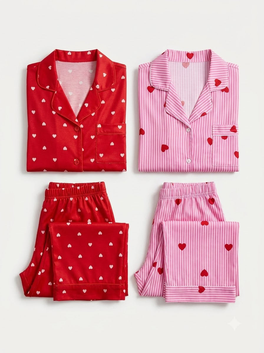 Red & Pink Heart Pajama Duo – Pack of 2