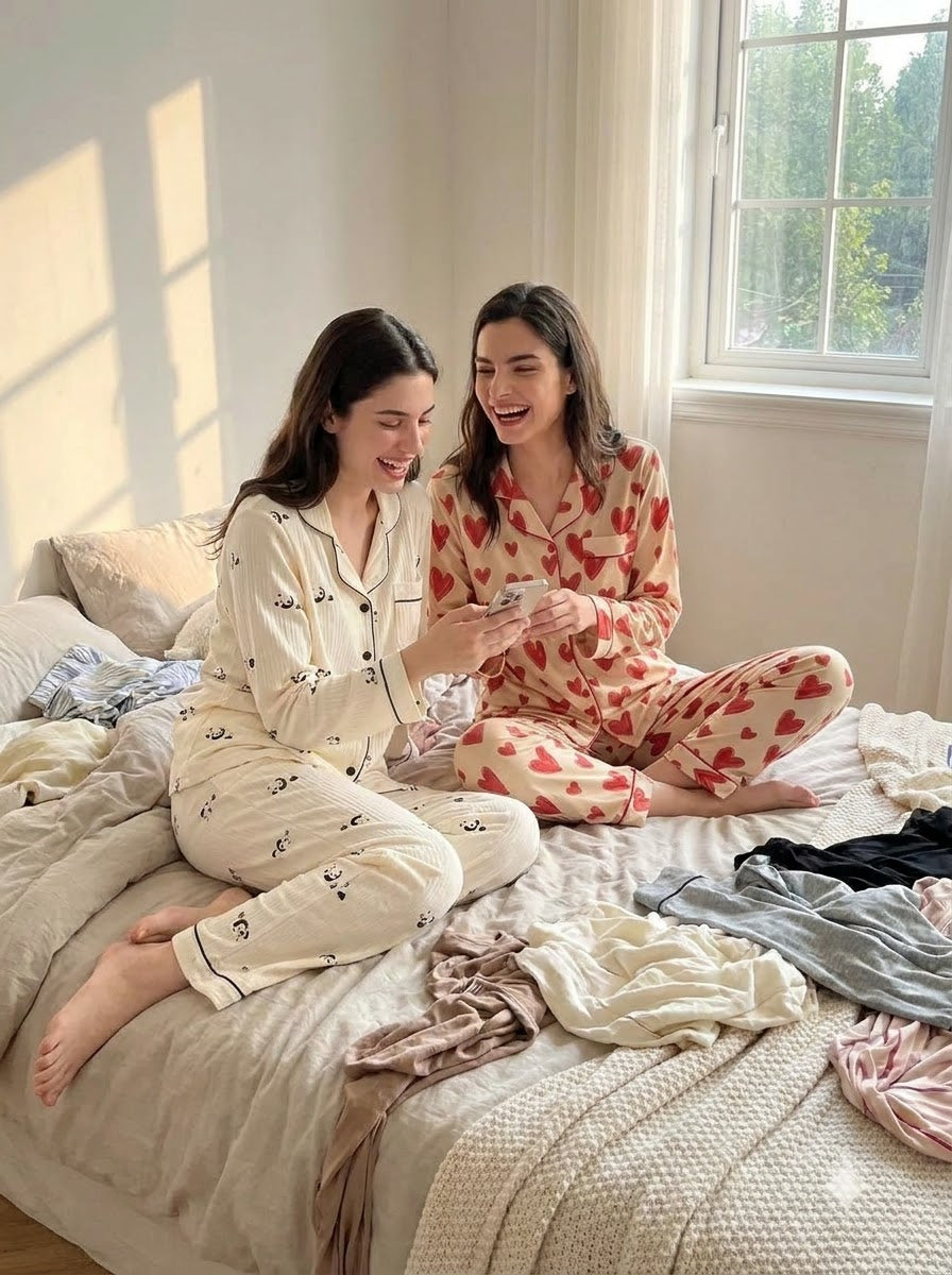 Panda & Love Heart Pajama Duo – Pack of 2