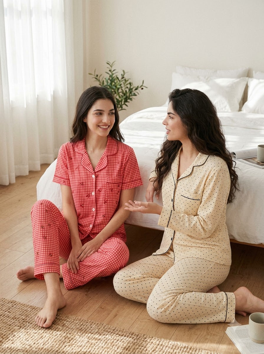 Cherry Gingham & Polka Dot Pajama Duo – Pack of 2