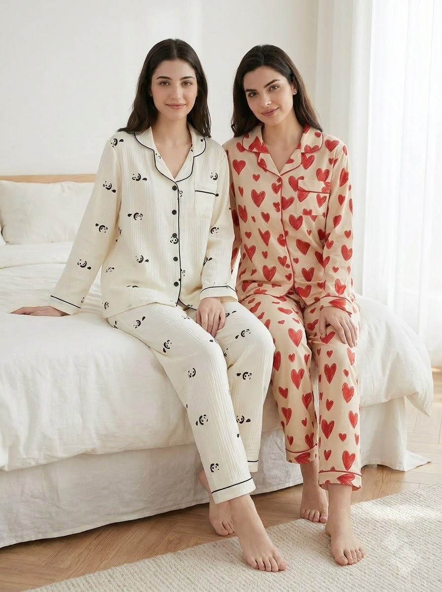 Panda & Love Heart Pajama Duo – Pack of 2