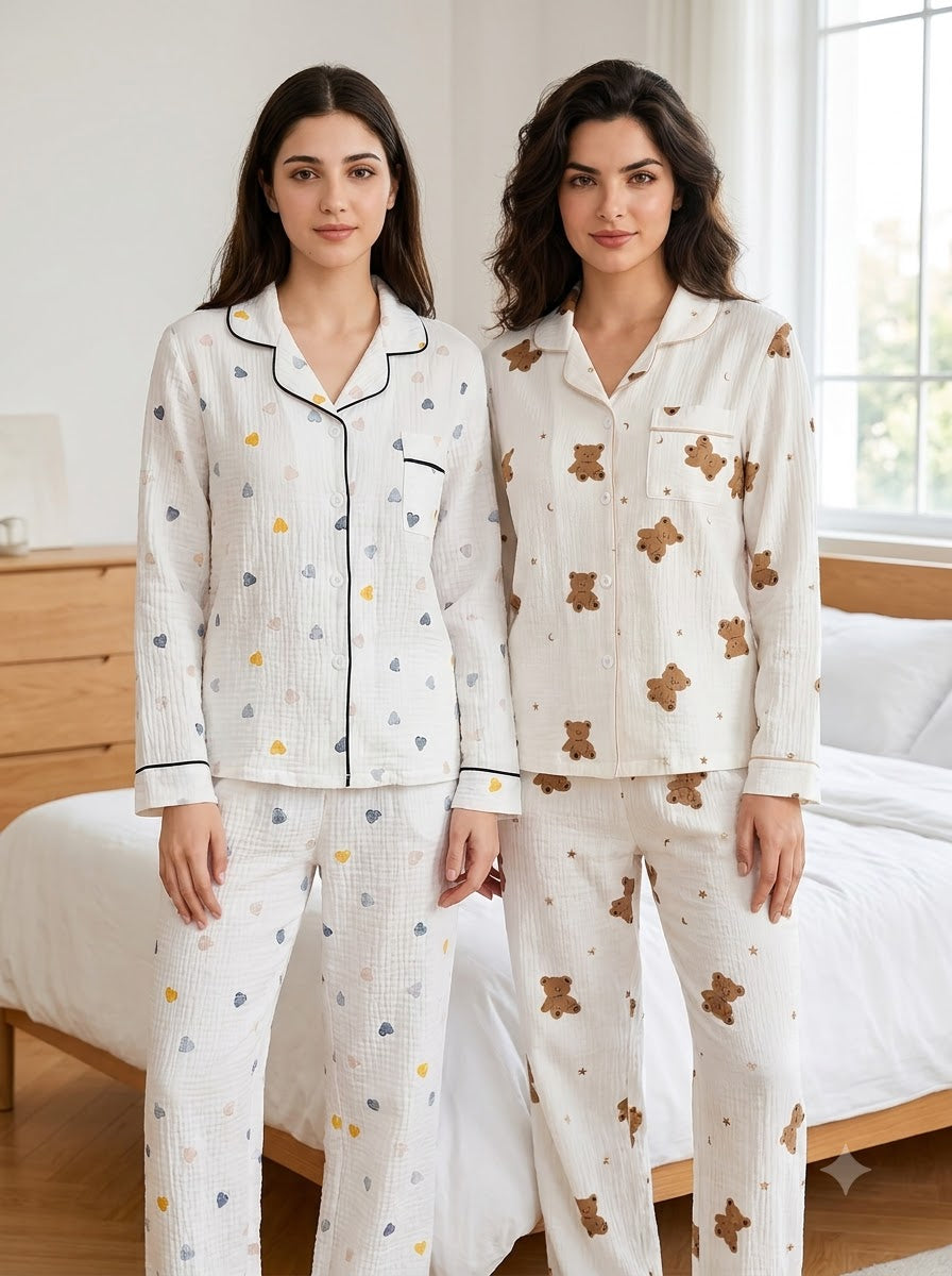 Teddy & Heart Comfort Pajama Duo – Pack of 2
