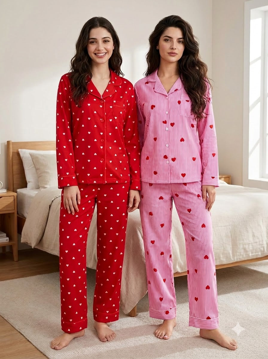 Red & Pink Heart Pajama Duo – Pack of 2