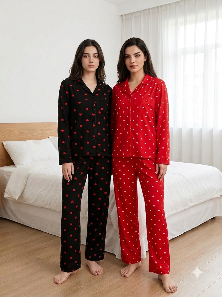 Red & Black Heart Pajama Duo – Pack of 2