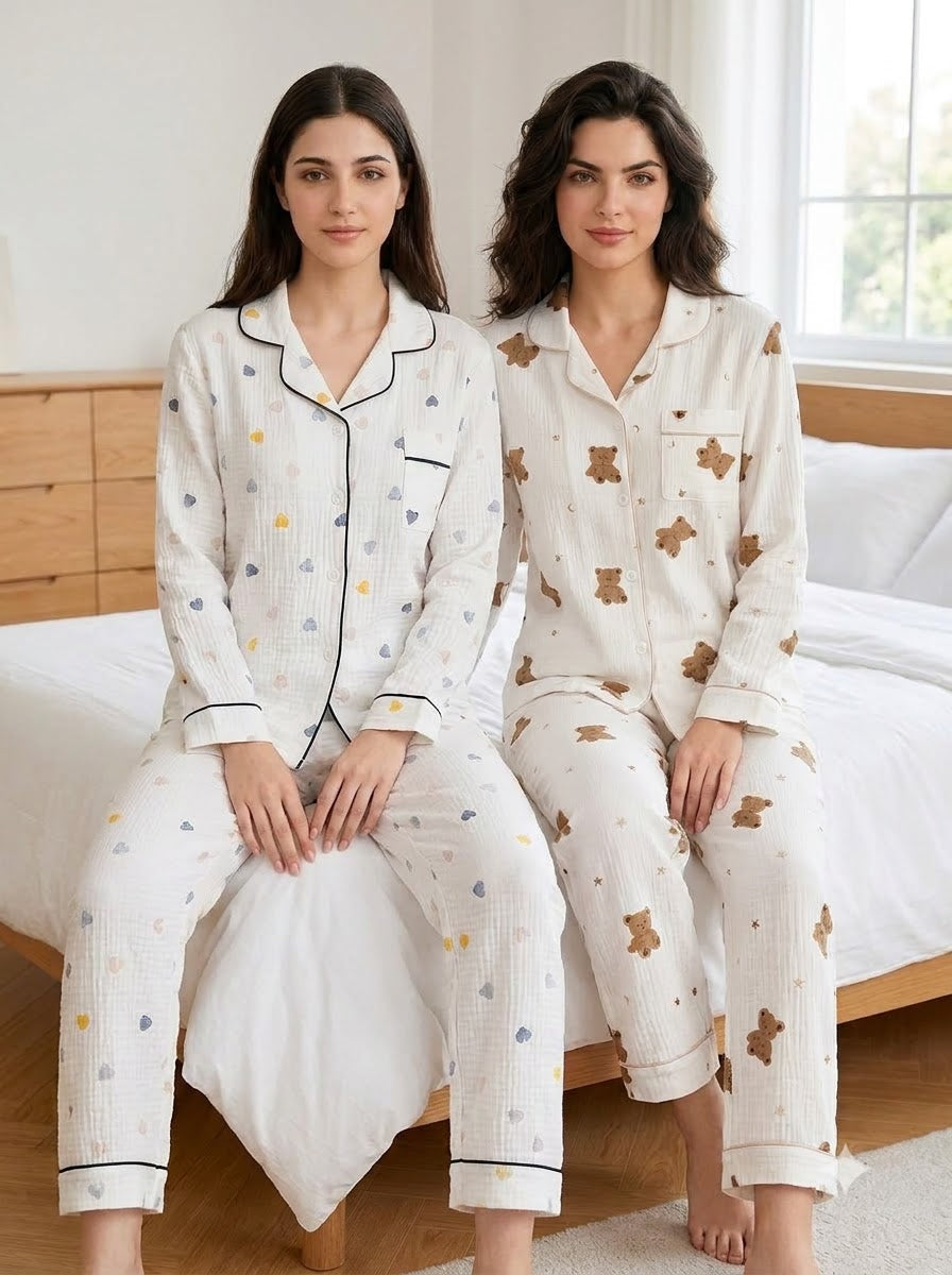 Teddy & Heart Comfort Pajama Duo – Pack of 2