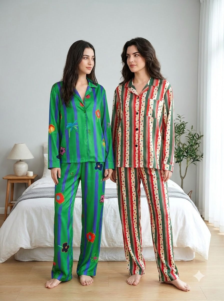 Emerald Garden & Vintage Stripe Pajama Duo – Pack of 2