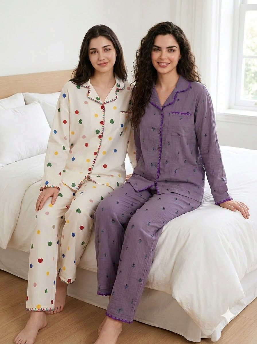 Multicolor Hearts & Dots Pajama Duo – Pack of 2