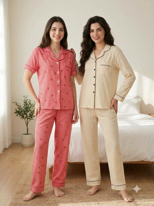 Cherry Gingham & Polka Dot Pajama Duo – Pack of 2