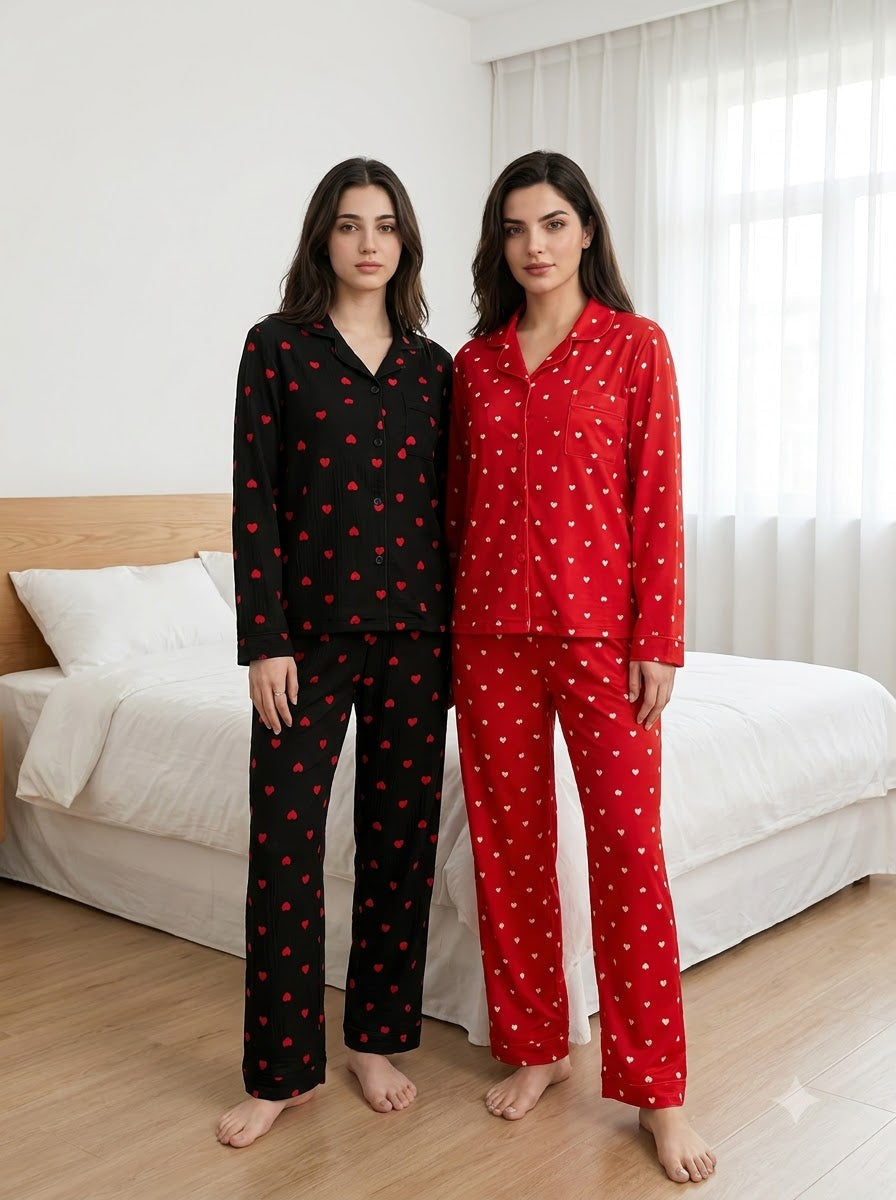 Red & Black Heart Pajama Duo – Pack of 2