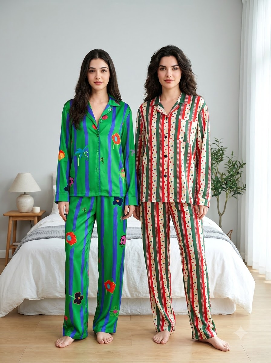 Emerald Garden & Vintage Stripe Pajama Duo – Pack of 2