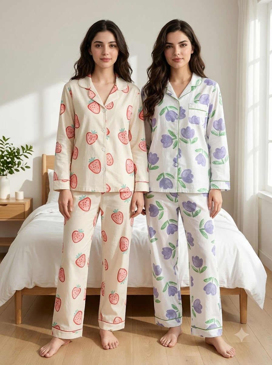 Strawberry & Bloom Pajama Duo – Pack of 2
