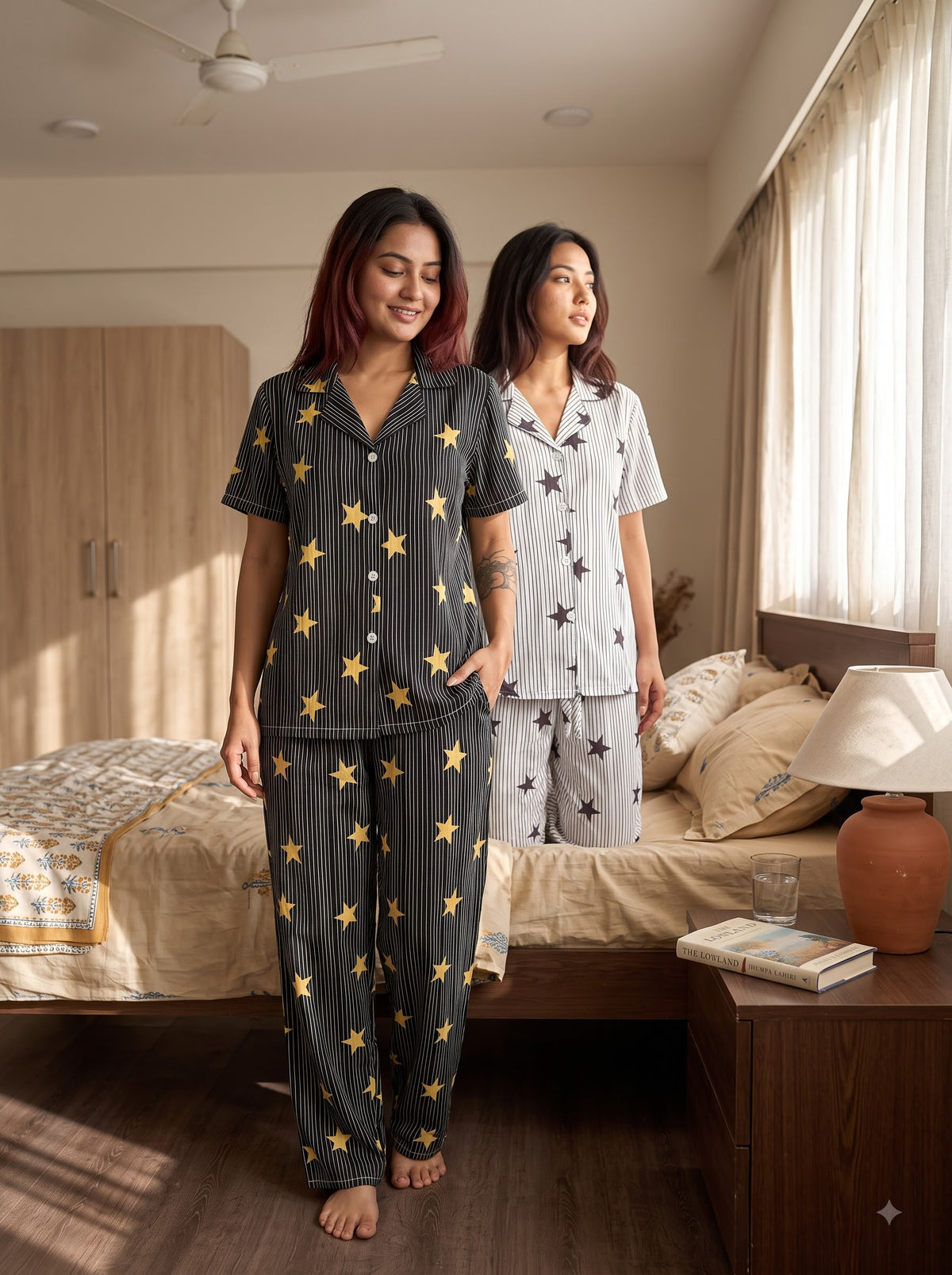 Midnight Stars Duo – Star Print Pajama Set Combo | Pack of 2