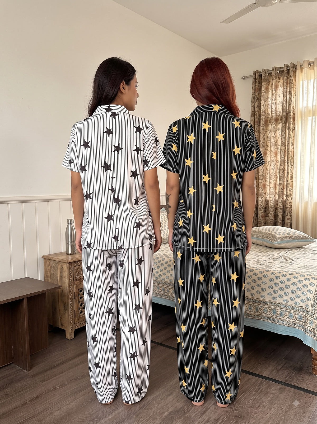 Midnight Stars Duo – Star Print Pajama Set Combo | Pack of 2