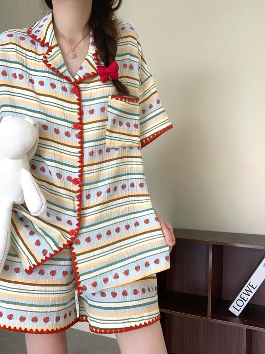Strawberry Stripe Pajama Set