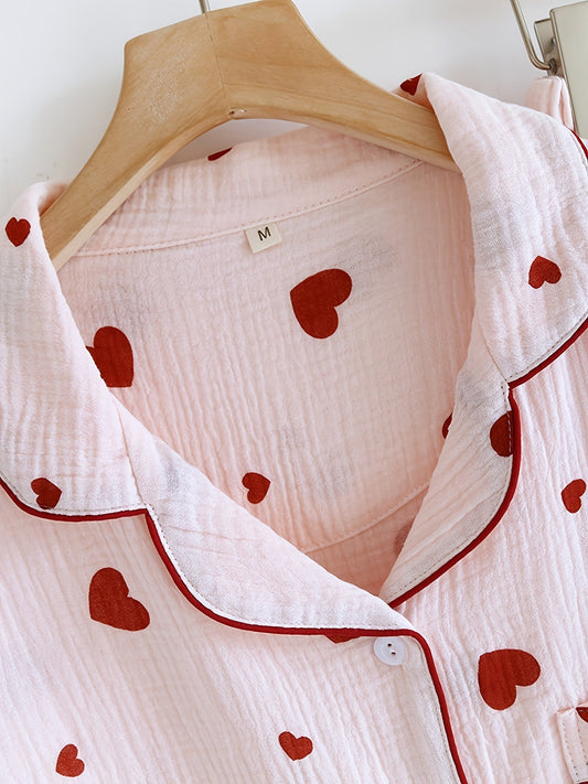 Blush Love Heart Nightwear Set (3-Piece Combo)