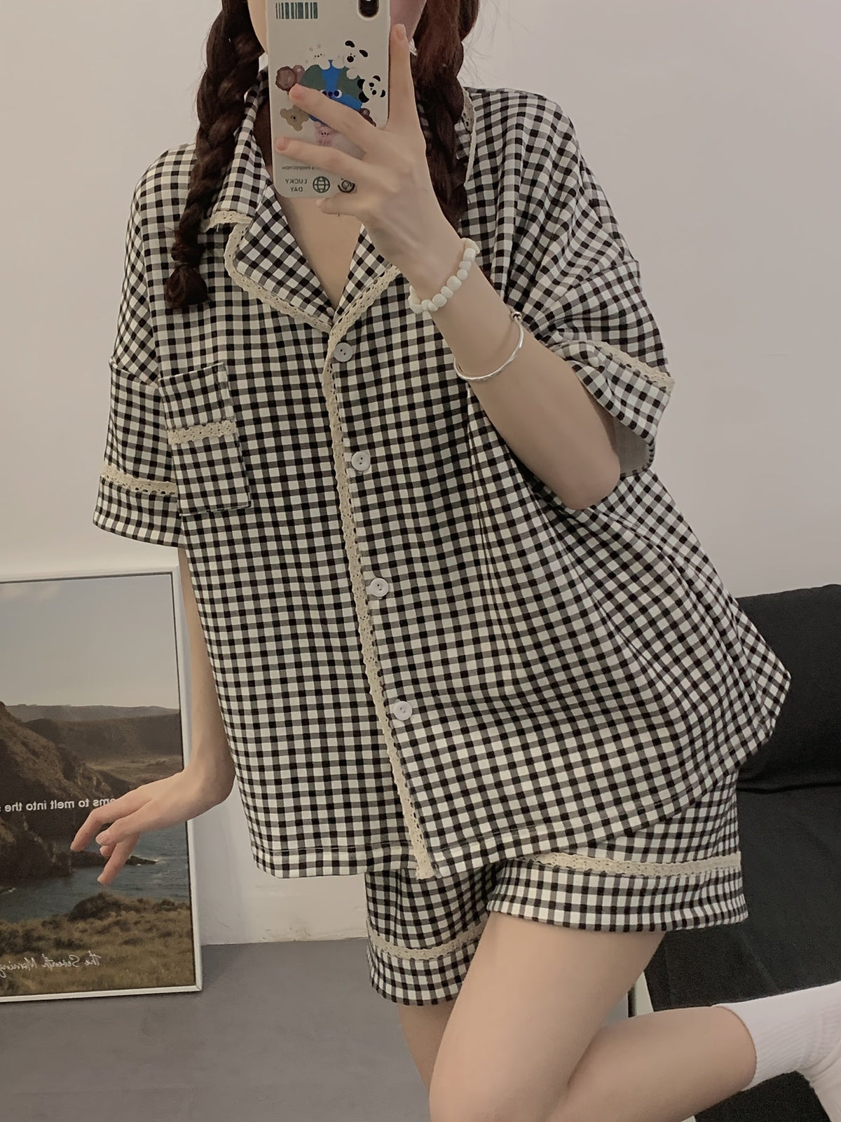Black & White Gingham Pajama Set