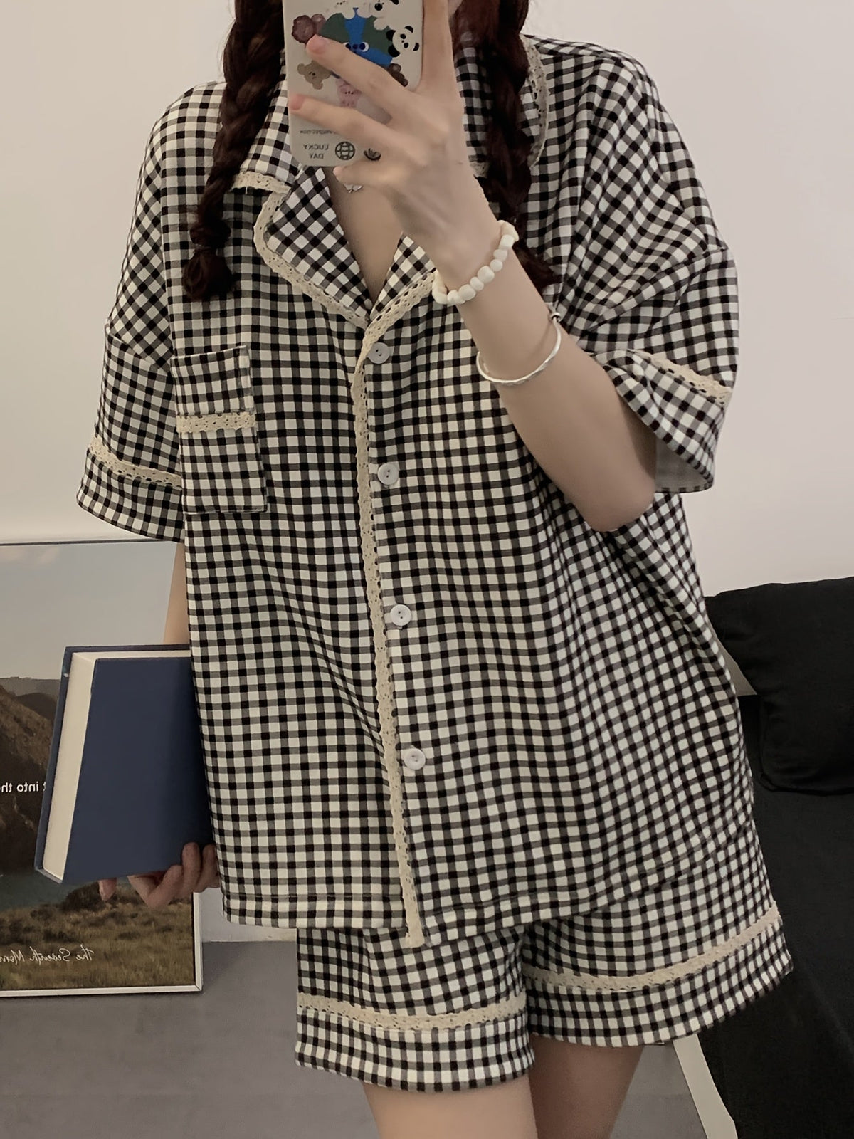 Black & White Gingham Pajama Set