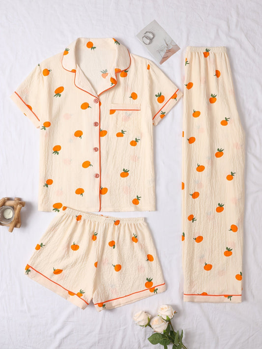 Peachy Dreams – Women’s 3 Piece Nightwear Set