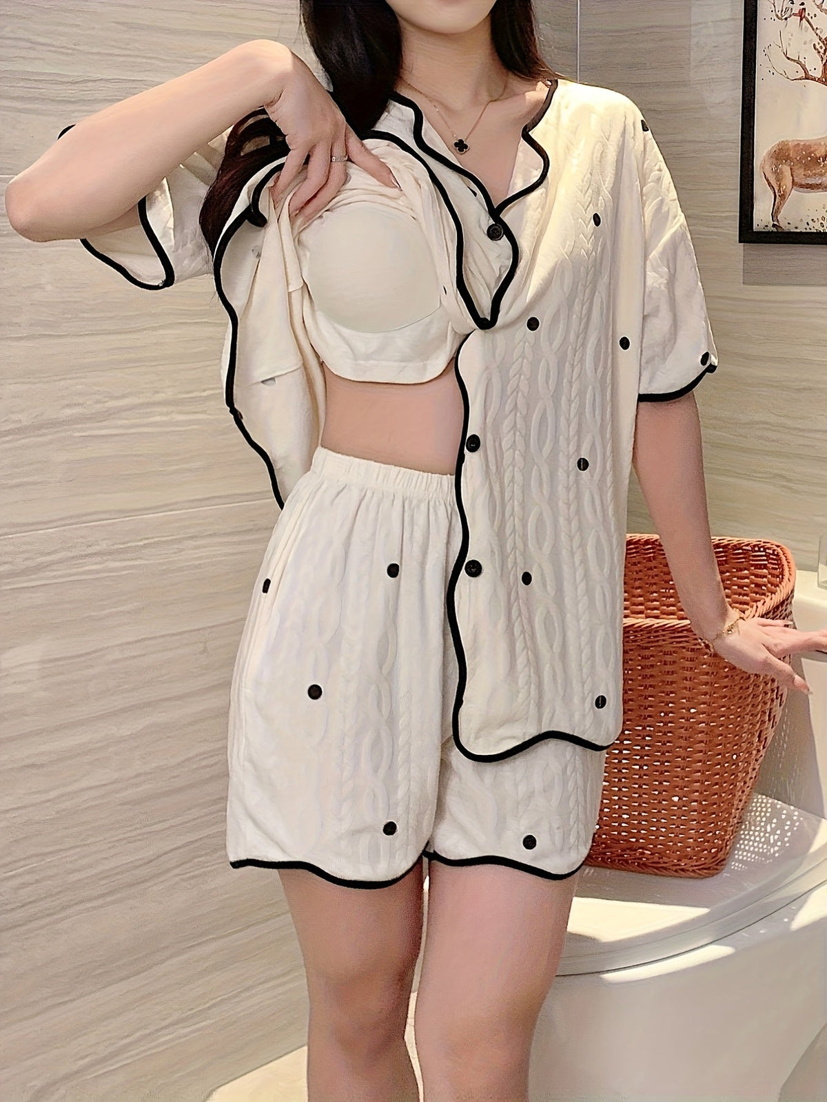 Ivory Polka Dot Pajama Set