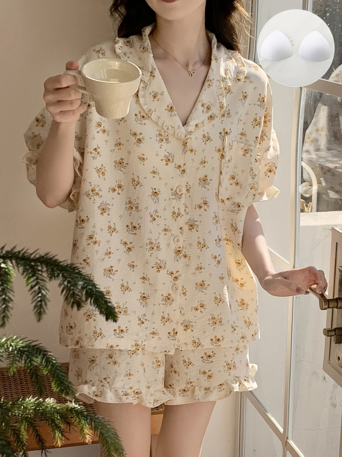 Floral Ruffle Pajama Set
