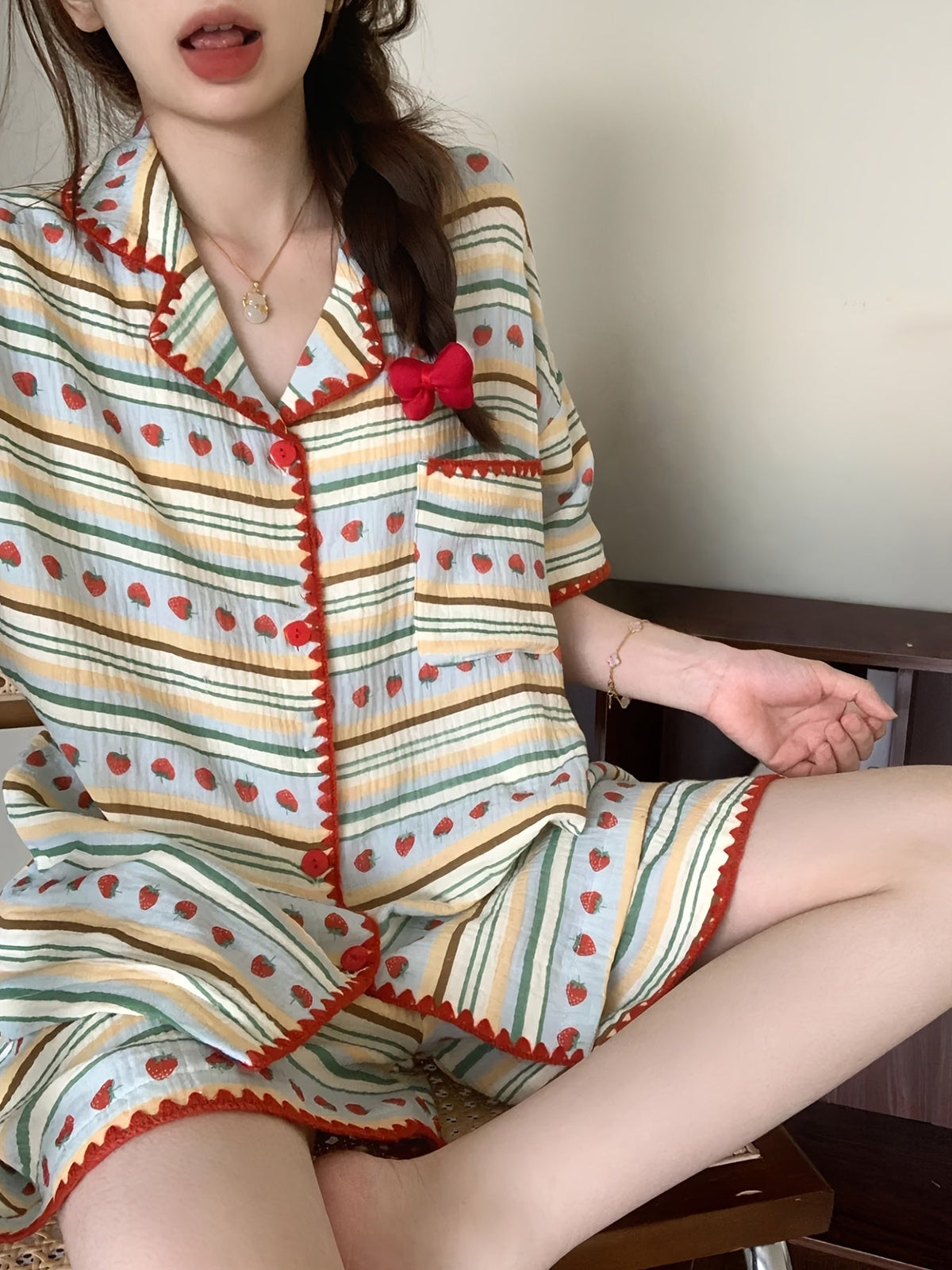 Strawberry Stripe Pajama Set
