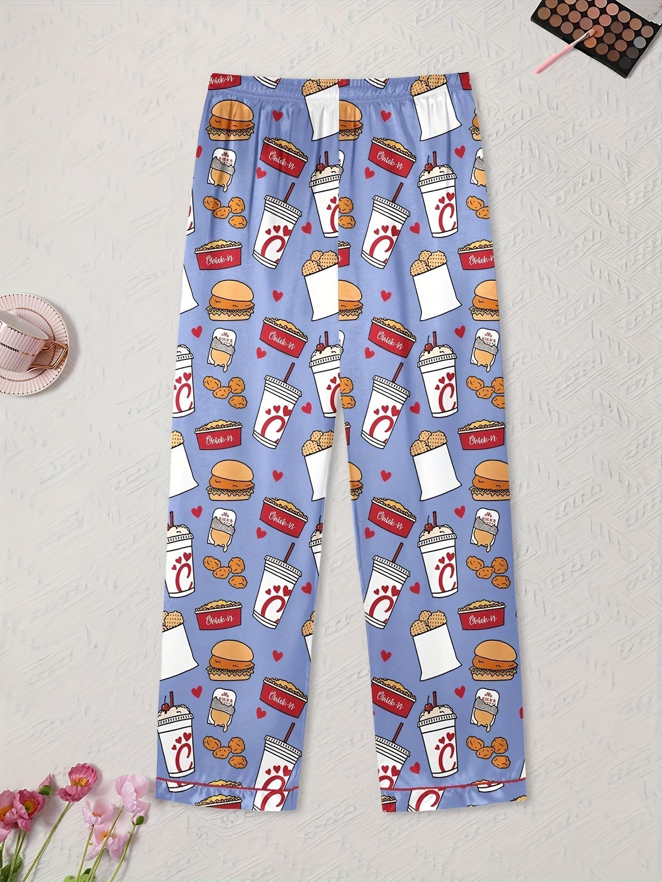 Midnight Munchies Satin Pajama Set 🍔🥤🍟