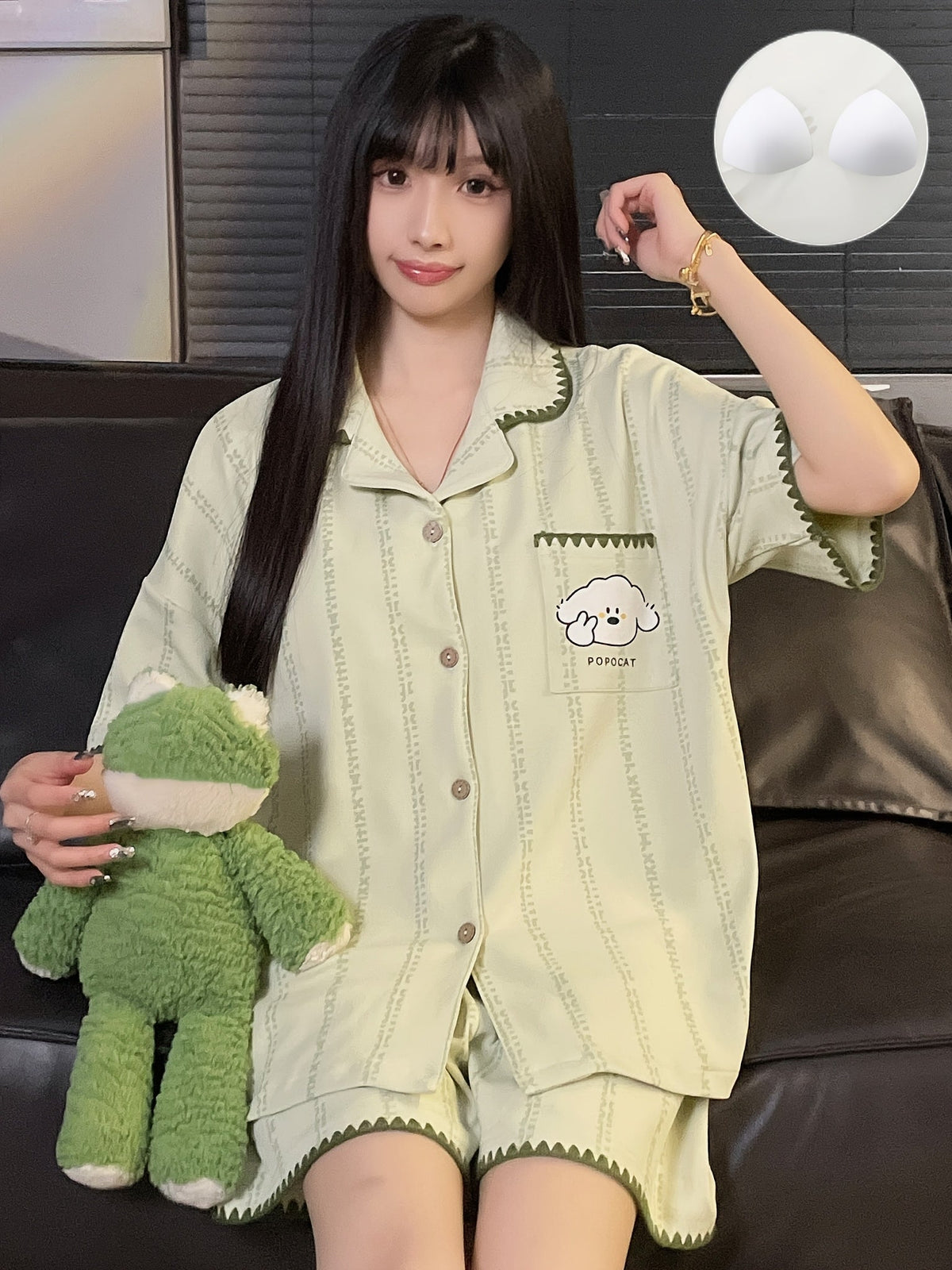Pistachio Popocat Pajama Set