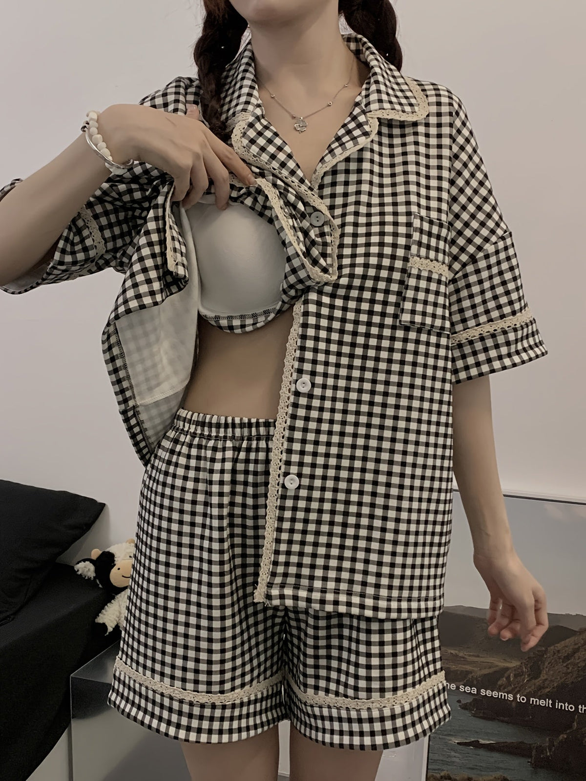 Black & White Gingham Pajama Set