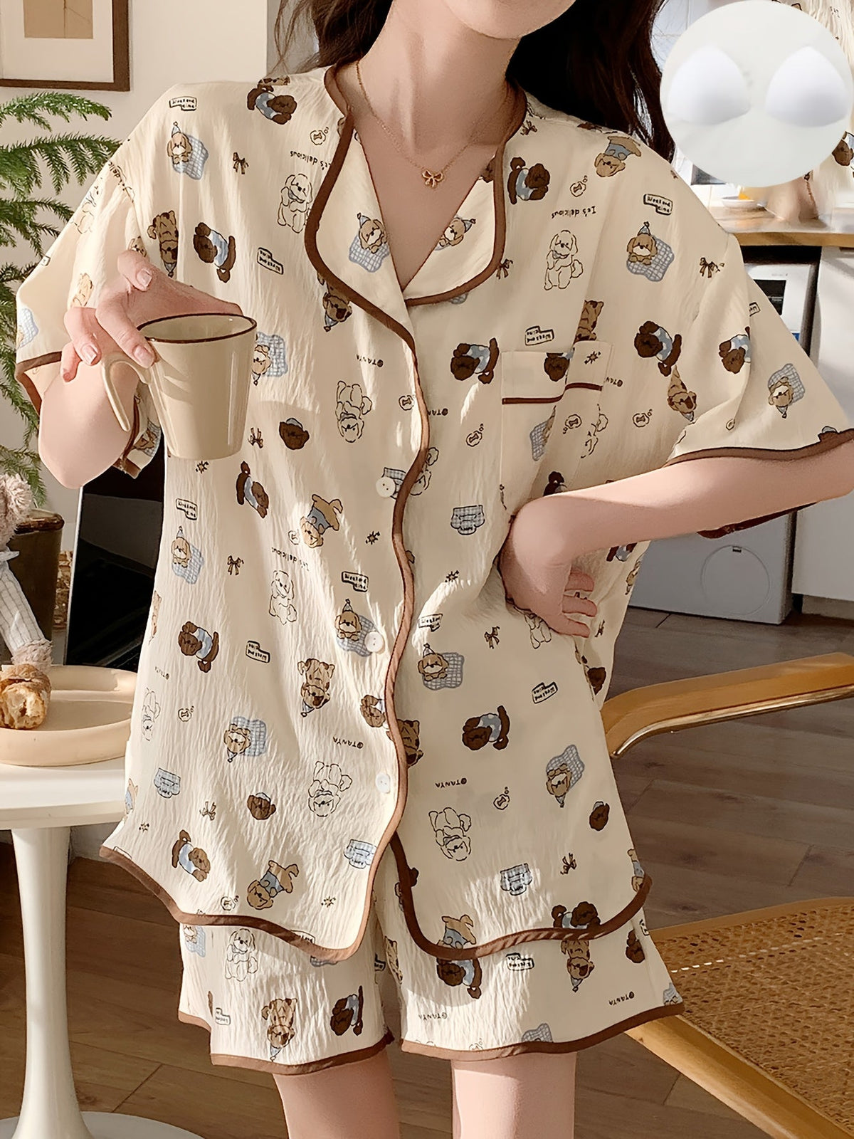 Cute Bear Print Pajama Set