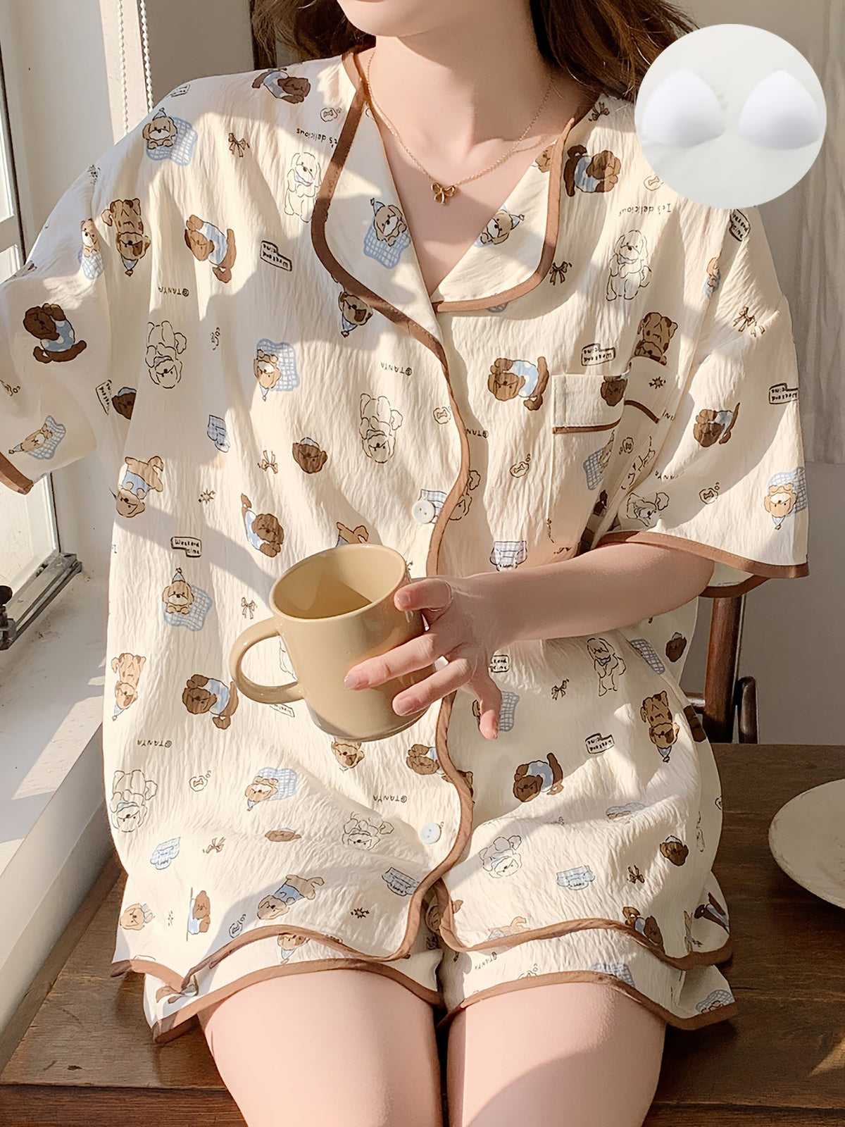 Cute Bear Print Pajama Set