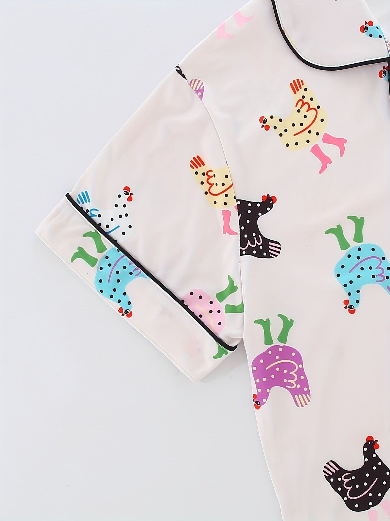 Cute Cartoon Chicken Printed Pajama Set (3-Piece Nightwear Combo)