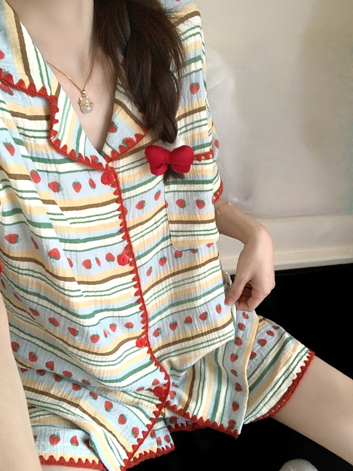 Strawberry Stripe Pajama Set