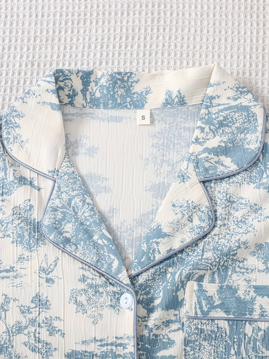 Women’s 3-Piece Printed Pajama Set (Shirt + Pajama + Shorts)